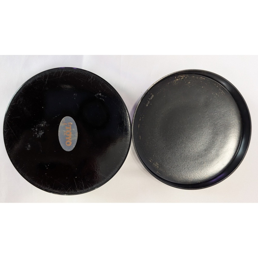 Toyo Lacquerware Coaster Set Unisex OS Black Good Blue Iris Floral Japan Vintage - Picture 2 of 5